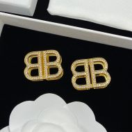 Balenciaga BB Icon Crystals Earrings In Gold