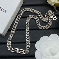 Balenciaga BB Icon Necklace With B Pendant In Silver