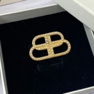 Balenciaga BB Pearls Brooch In Gold