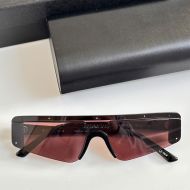 Balenciaga BB003S Ski Rectangle Sunglasses In Black/Burgundy