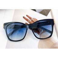 Balenciaga BB0102SA Dynasty Square Sunglasses In Black/Blue