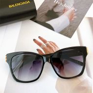 Balenciaga BB0102SA Dynasty Square Sunglasses In Black/Purple