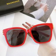 Balenciaga BB0102SA Dynasty Square Sunglasses In Red