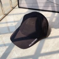 Balenciaga Brim Logo Embroidered Cap Cotton In Black