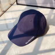 Balenciaga Brim Logo Embroidered Cap Cotton In Blue