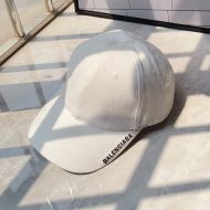 Balenciaga Brim Logo Embroidered Cap Cotton In White