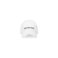 Balenciaga Cap Embroidered Logo Cotton In White/Black