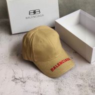 Balenciaga Embroidered Cap Cotton In Khaki