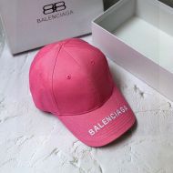 Balenciaga Embroidered Cap Cotton In Pink/White