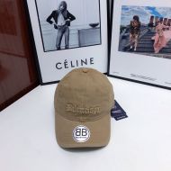 Balenciaga Front Logo Embroidered Cap In Khaki