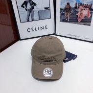 Balenciaga Front Logo Embroidered Cap In Taupe