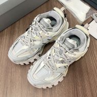 Balenciaga Glow In The Dark Track Sneakers Unisex Leather and Mesh Grey/Apricot