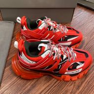 Balenciaga Glow In The Dark Track Sneakers Unisex Leather and Mesh Red/White