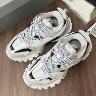 Balenciaga Glow In The Dark Track Sneakers Unisex Leather and Mesh White/Grey