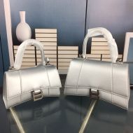 Balenciaga Hourglass Handbag In Leather Silver