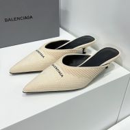 Balenciaga Knife 30MM Mules Women Knit Beige