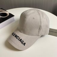 Balenciaga Logo Embroidered Baseball Cap Cotton In Beige