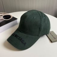 Balenciaga Logo Embroidered Baseball Cap Cotton In Green