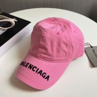 Balenciaga Logo Embroidered Baseball Cap Cotton In Pink