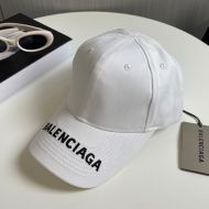 Balenciaga Logo Embroidered Baseball Cap Cotton In White