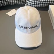 Balenciaga Logo Embroidered Cap In Canvas White