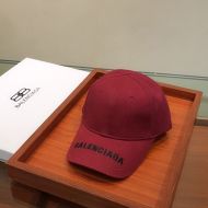 Balenciaga Logo Embroidered Cap Cotton In Burgundy/Black