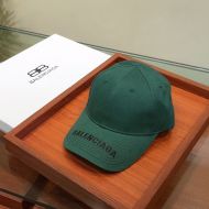 Balenciaga Logo Embroidered Cap Cotton In Green/Black