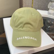 Balenciaga Logo Embroidered Cap Cotton In Khaki/White