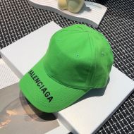 Balenciaga Logo Embroidered Cap Cotton In Light Green