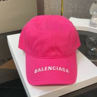 Balenciaga Logo Embroidered Cap Cotton In Rose