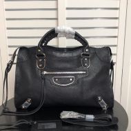 Balenciaga Medium Classic City Shoulder Bag In Goatskin Black/Silver