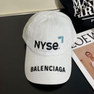 Balenciaga NYSE Logo Embroidered Cap Cotton In White