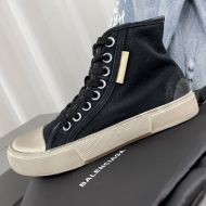 Balenciaga Paris High Top Sneakers Unisex Canvas Black/White