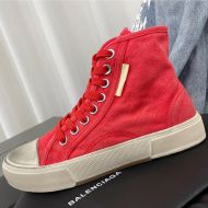 Balenciaga Paris High Top Sneakers Unisex Canvas Red