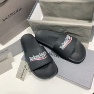 Balenciaga Pool Slides Unisex Political Campaign Rubber Black