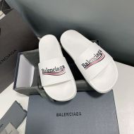 Balenciaga Pool Slides Unisex Political Campaign Rubber White