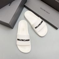 Balenciaga Pool Slides Unisex Rubber White