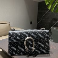 Balenciaga Small Dionysus Bag In Logo Striped Calfskin Black