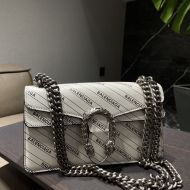 Balenciaga Small Dionysus Bag In Logo Striped Calfskin White