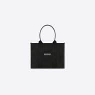 Balenciaga Small Hardware Tote With Strap In Canvas Black