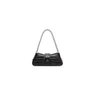 Balenciaga Small Lindsay Shoulder Bag with Strap In Crocodile Embossed Leather Black