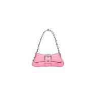 Balenciaga Small Lindsay Shoulder Bag with Strap In Crocodile Embossed Leather Pink