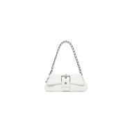 Balenciaga Small Lindsay Shoulder Bag with Strap In Crocodile Embossed Leather White