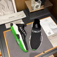 Balenciaga Speed Sneakers Unisex Logo Low Knit Black/Green