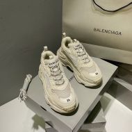 Balenciaga Triple S Sneakers Unisex Leather and Mesh Apricot