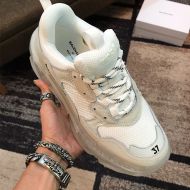 Balenciaga Triple S Sneakers with Clear Sole Unisex Leather and Mesh White/Grey