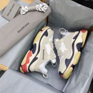 Balenciaga Triple S Sneakers Unisex Multi-Patches Leather and Mesh Grey/White