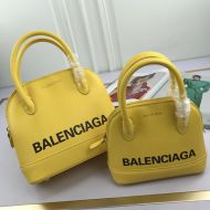 Balenciaga Ville Handbag In Grained Leather Yellow