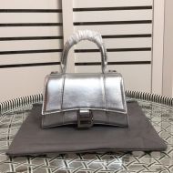 Balenciaga XS Hourglass HandBag In Calfskin Silver