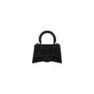 Balenciaga XS Hourglass Handbag with Crystals In Calfskin Black